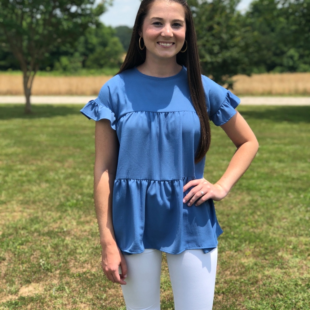 Madeline Tiered Top- Blue
